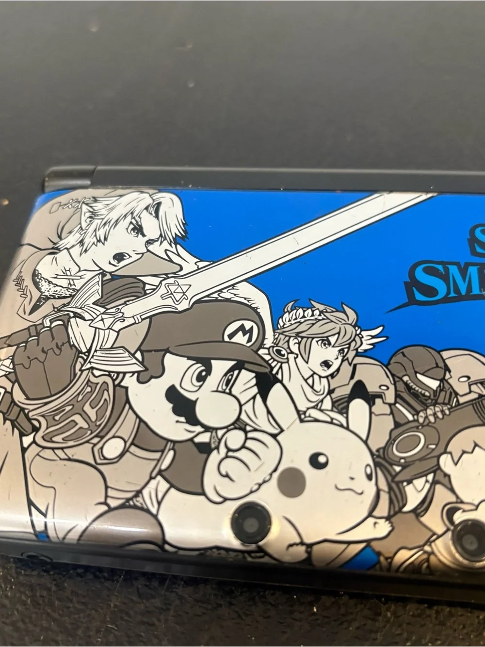 Nintendo 3DS XL Super Smash Bros Special Edition in Blue Charger SD Card